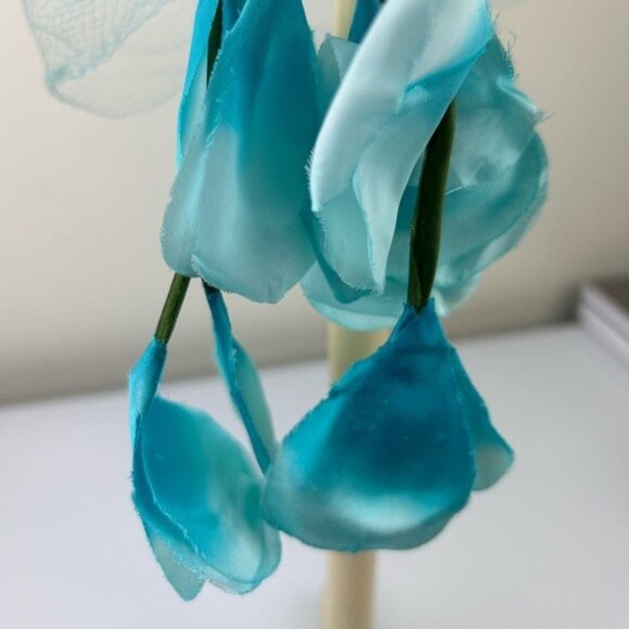 VTG Union Made USA Blue Flower Hat Fascinator Hair Piece Hanging Petals Unique main image 7